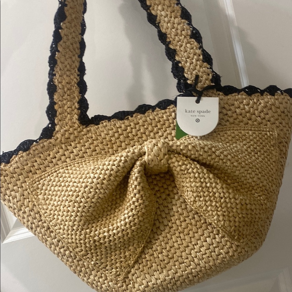 Kate Spade Tan and Black Tote Bag with Woven Design